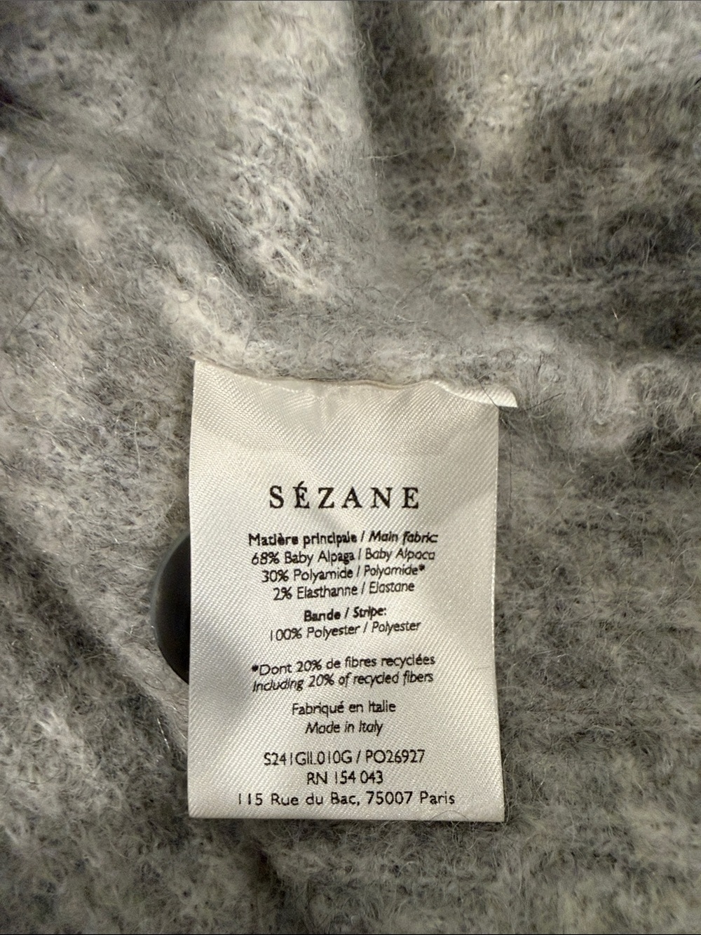 Sezane Othello Cardigan Light Pearl Grey - Size XXL - Picture 4 of 4